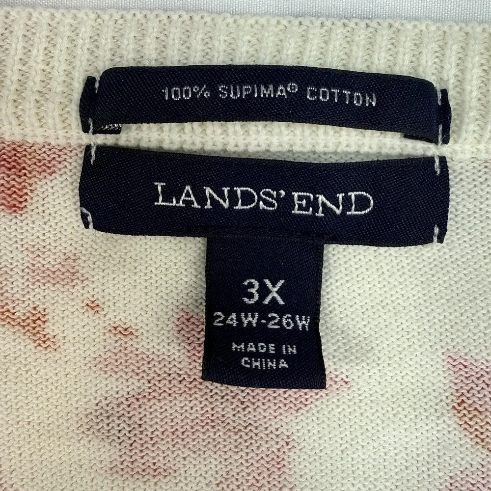 Lands' End Women's 3X Floral Button Front Cardigan Sweater Supima Cotton Cottage - Picture 4 of 9